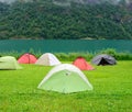 Tents near fjord in Norway